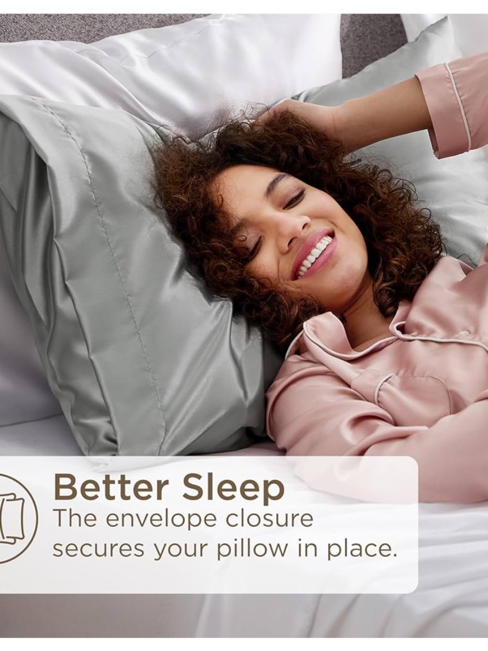 Silver Satin Pillowcase - Luxurious Smooth Sleep open box